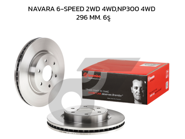 BREMBO จานเบรคหน้า NAVARA D40 6-SPEED 2WD 4WD ปี07-12, NAVARA D23 NP300 2WD ปี13-ON |296MM. 4รู