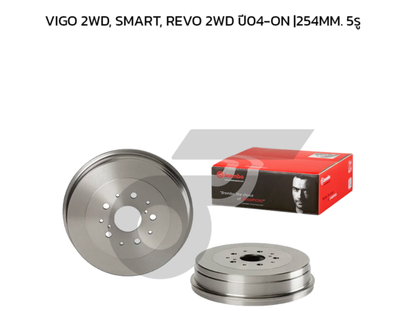BREMBO จานเบรคหลัง VIGO 2WD, SMART, REVO 2WD ปี04-ON |254MM. 5รู