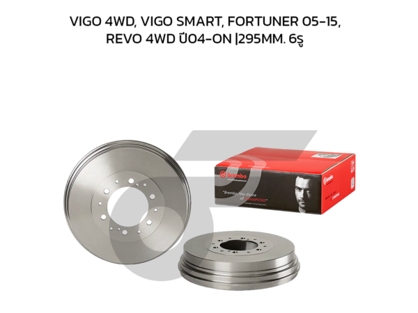 BREMBO จานเบรคหลัง VIGO 4WD, VIGO SMART, FORTUNER '05-15, REVO 4WD ปี04-ON |295MM. 5รู