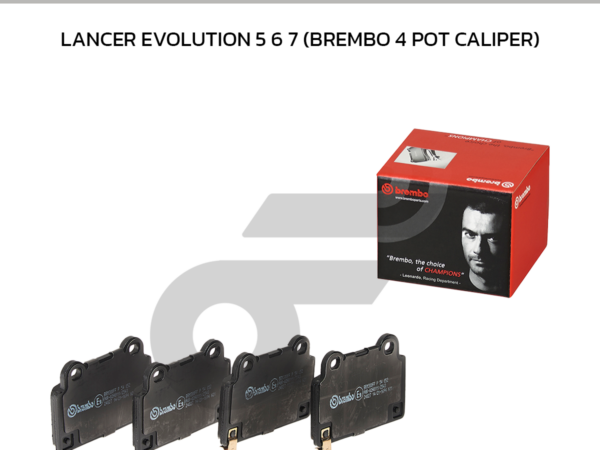 BREMBO ผ้าเบรคหน้า LANCER EVOLUTION 5 6 7 (BREMBO 4 POT CALIPER)