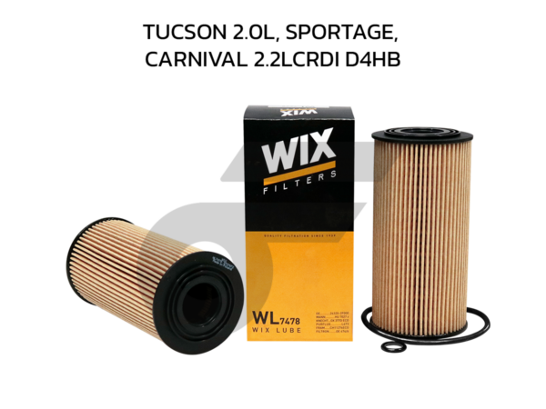 WIX ไส้กรองน้ำมันเครื่อง TUCSON 2.0L, SPORTAGE, CARNIVAL 2.2LCRDI D4HB